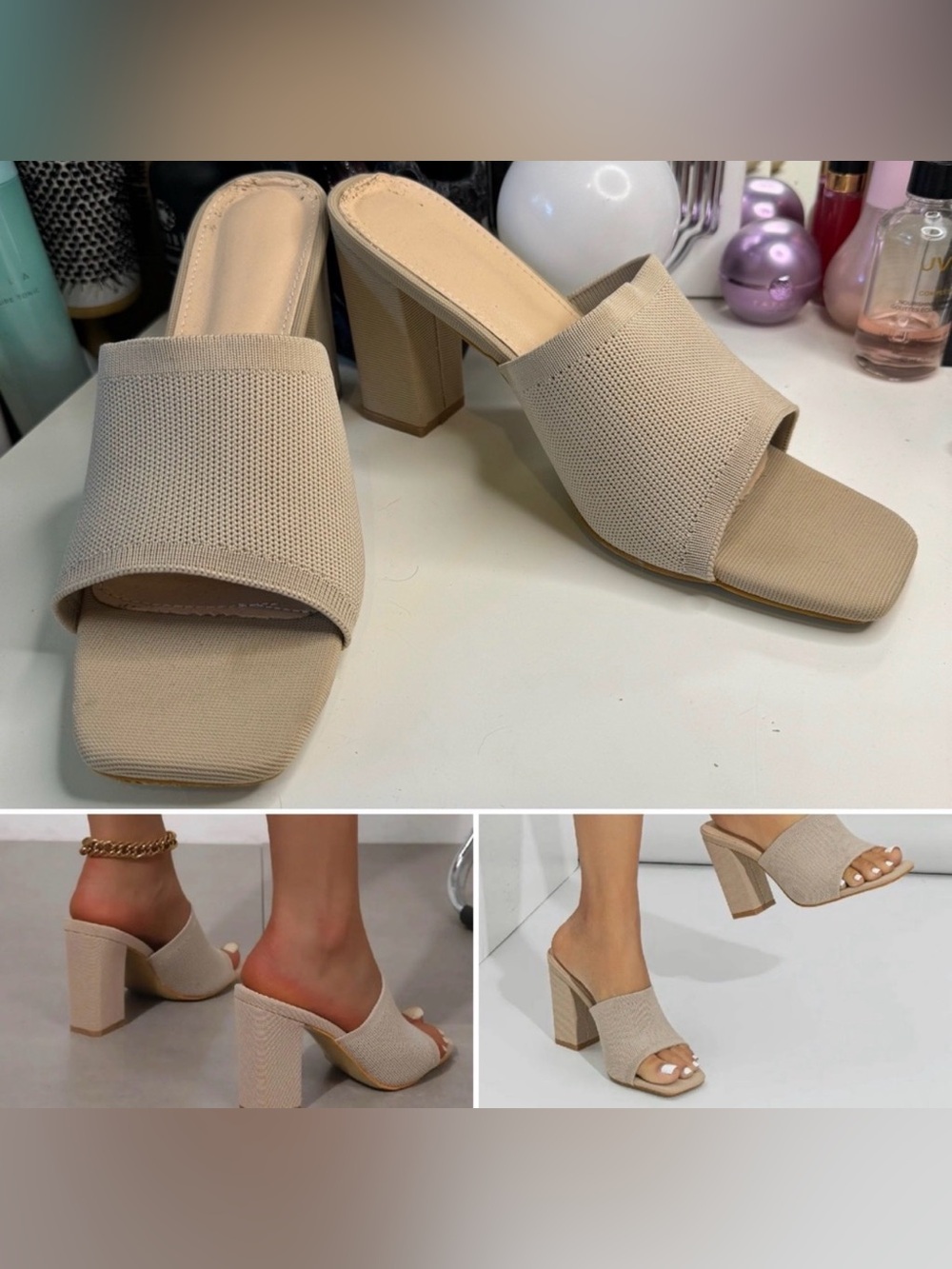 New Bella MOUSSE FIT Women Block Heeled Sandals Apricot (EU 42, US 10.5)